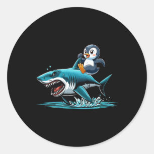 Pinguin-Reit-Shark-Kostüm Meerestielliebhaber Kind Runder Aufkleber