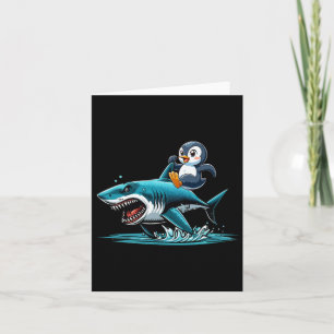 Pinguin-Reitet-Hai-Kostüm Meeres-Tier-Liebhaber Ki Karte