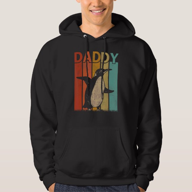 Pinguin Retro Style Vintag Daddy Graphic Vater Hoodie (Vorderseite)