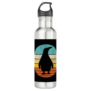 Pinguin Retro Vintag Sunset Edelstahlflasche