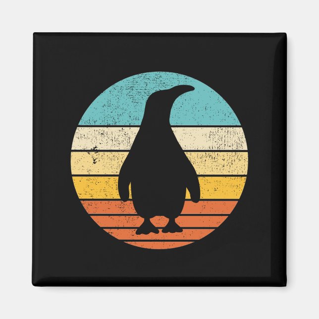 Pinguin Retro Vintag Sunset Magnet (Vorne)