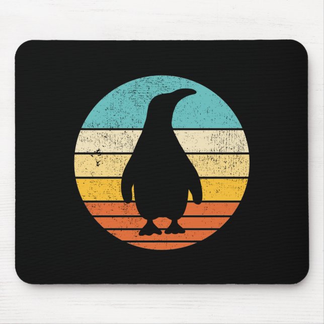 Pinguin Retro Vintag Sunset Mousepad (Vorne)