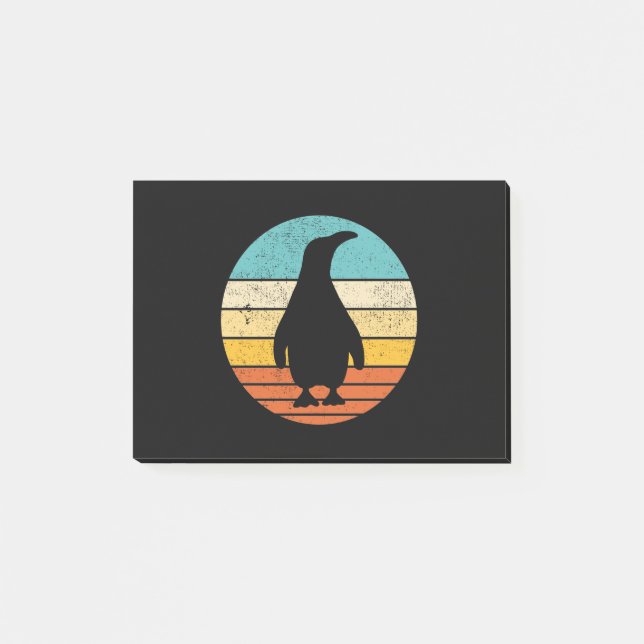 Pinguin Retro Vintag Sunset Post-it Klebezettel (Vorderseite)