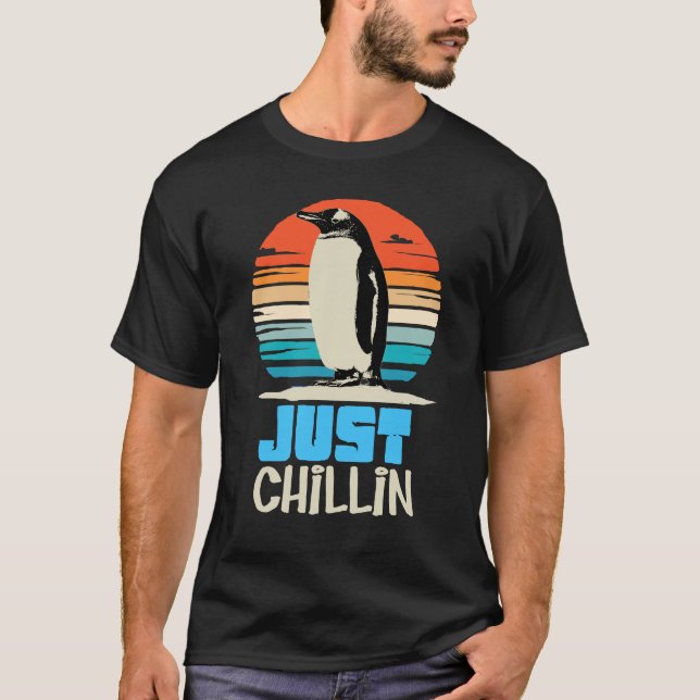 Pinguin Retro Vintage Farbgebung Chillin Pinguin T-Shirt (Vorderseite)