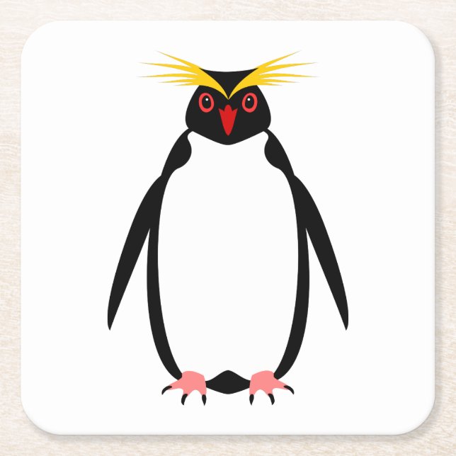 Pinguin Rockhopper oder Macaroni Rechteckiger Pappuntersetzer (Vorderseite)