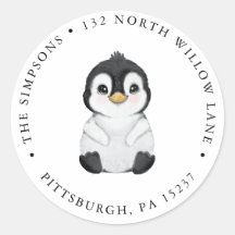 Pinguin Rücksendeadresse Klassischer Rundsticker
