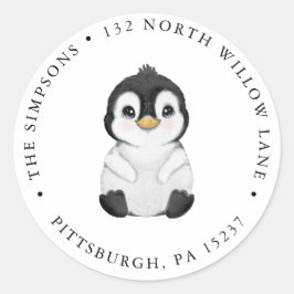 Pinguin Rücksendeadresse Klassischer Rundsticker Runder Aufkleber