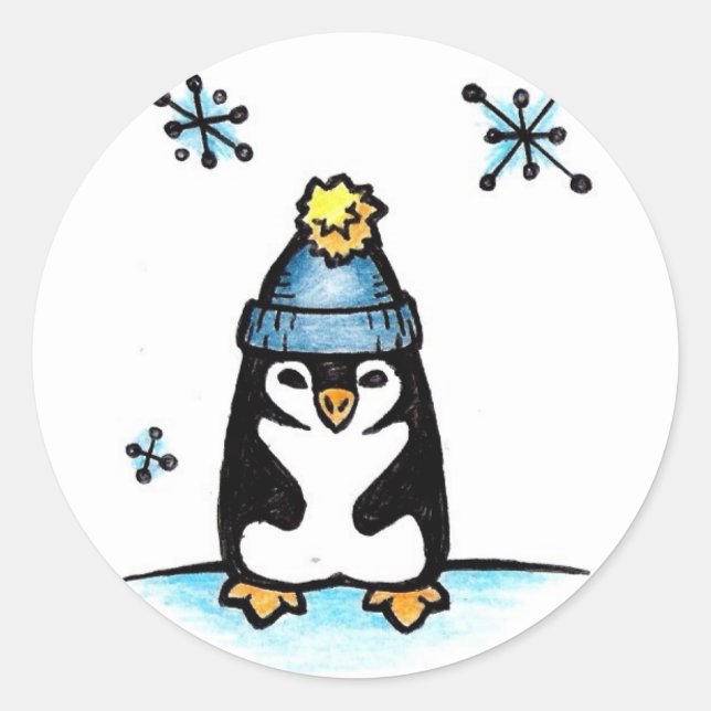 Pinguin Runder Aufkleber (Vorderseite)