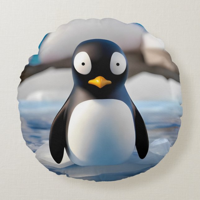 Pinguin Rundes Kissen (Vorderseite)