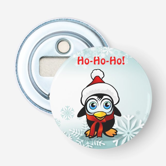 Pinguin Santa Cartoon Flaschenöffner (Vorderseite)