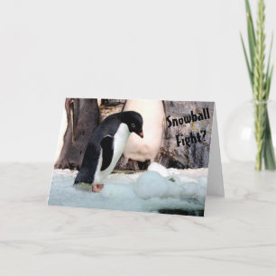 Pinguin Schneeballkampf Weihnachtskarte Karte