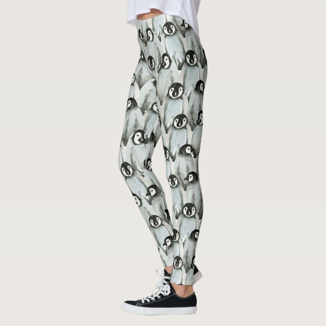 Pinguin Schwarz-Weiß-Niedliches Muster Leggings (Links)