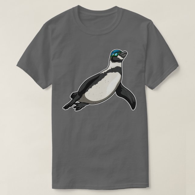 Pinguin Schwimmen Schwimmbrille T-Shirt (Design vorne)
