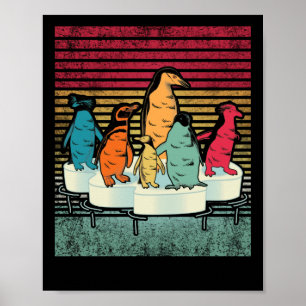 Pinguin-Shirt Vintage Retro-Stil Pinguin Poster