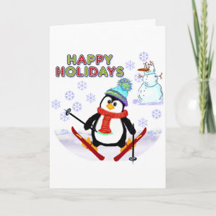 Pinguin Skier Cards Feiertagskarte