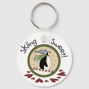 Pinguin Skifahren T - Shirt und Geschenke Schlüsselanhänger