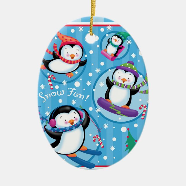 Pinguin-Spaß-Verzierung Keramik Ornament (Vorne)