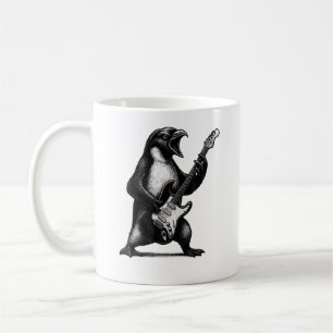 Pinguin spielt elektrische Gitarre Rockmusikliebha Kaffeetasse