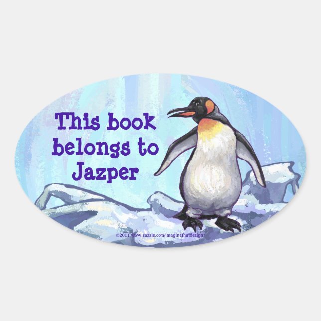 Pinguin Stationery Ovaler Aufkleber (Vorderseite)