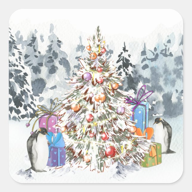 Pinguin | Sticker für Weihnachtsfeier (Vorderseite)