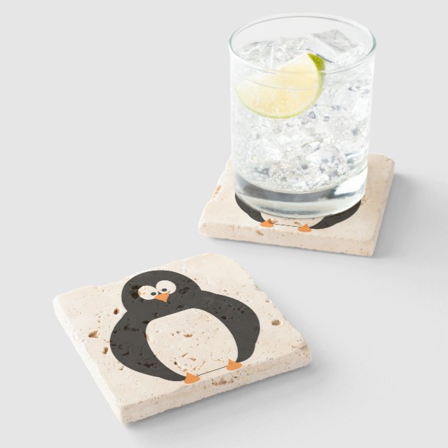 Pinguin Stone Untersetzer (Seitenansicht)