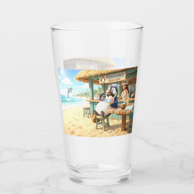 Pinguin Strandbar Glas (Vorderseite)