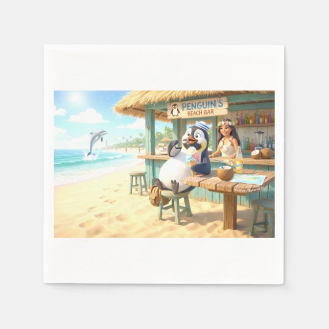 Pinguin-Strandbar Serviette (Vorderseite)