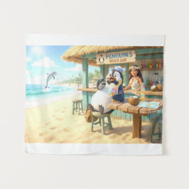 Pinguin Strandbar Wandteppich