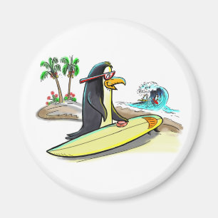 Pinguin-Surfer Magnet