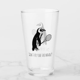 Pinguin Tennis Player mit Text Glas