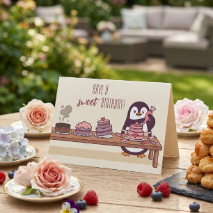 Pinguin-Torten-Dekorateur Süße Geburtstagskarte Feiertagskarte