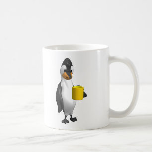 Pinguin trinkt Kaffee Kaffeetasse