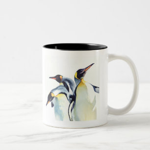"Pinguin-Trio-" Tier-Aquarell-Kunst Zweifarbige Tasse