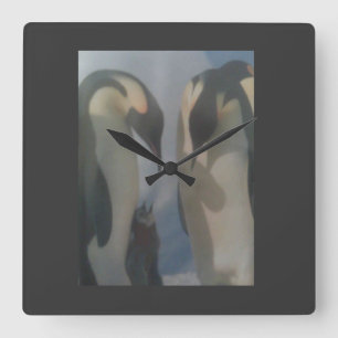Pinguin-Uhr Quadratische Wanduhr