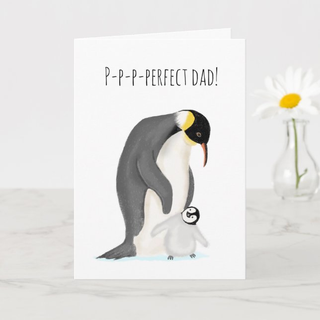 Pinguin und Cick Father's Day Card Karte (Kleine Pflanze)