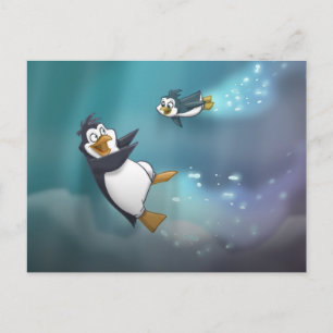 Pinguin und Kind Postkarte