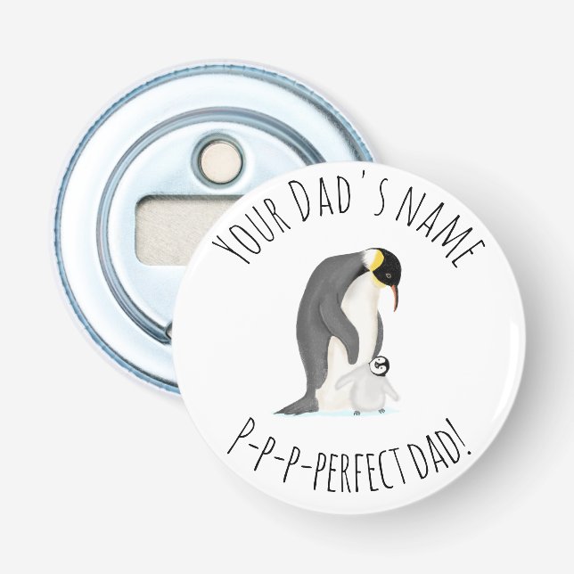 Pinguin und Küken-Flaschenöffner "perfekter Papa" Flaschenöffner (Vorderseite)