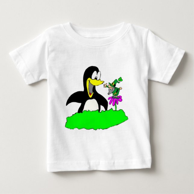 Pinguin und Leprechaun Baby T-shirt (Vorderseite)