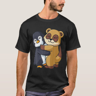 Pinguin und Meerkat Süße Tier Lover Hugging Wome T-Shirt