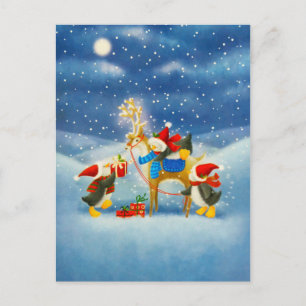 Pinguin und Reindeer Postkarte