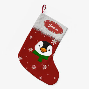Pinguin und Schneeflocken - Weihnachts-Strumpf Kleiner Weihnachtsstrumpf