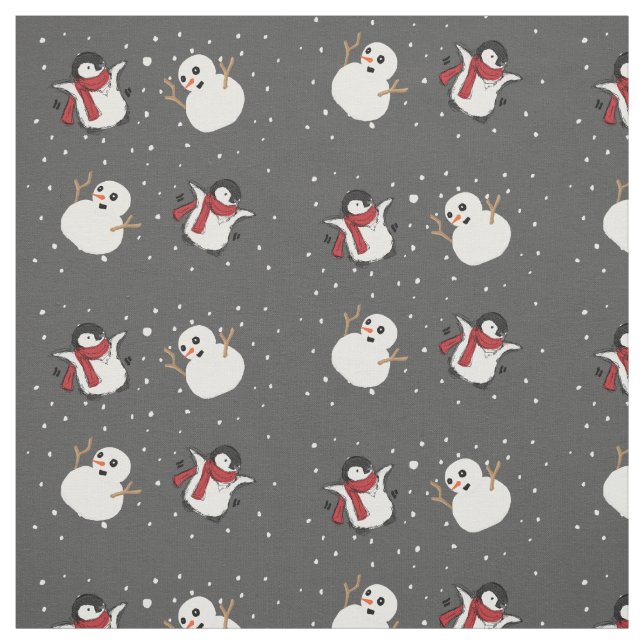 Pinguin und Schneemann Stoff (Muster)