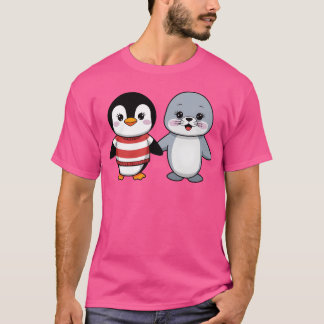 Pinguin und Siegel Friends Retro T-Shirt