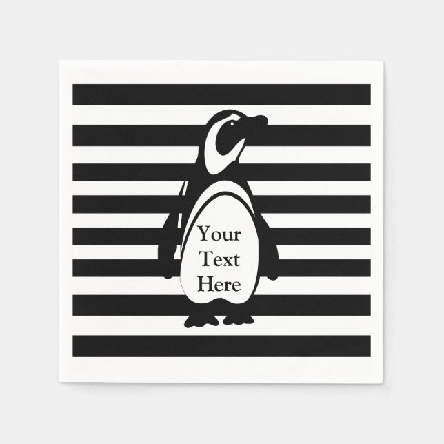 Pinguin und Streifen Serviette (Vorderseite)
