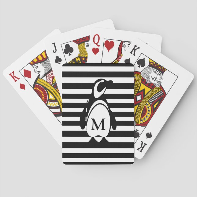Pinguin und Streifen Spielkarten (Rückseite)