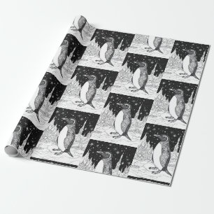 Pinguin unterm Sternenhimmel Geschenkpapier