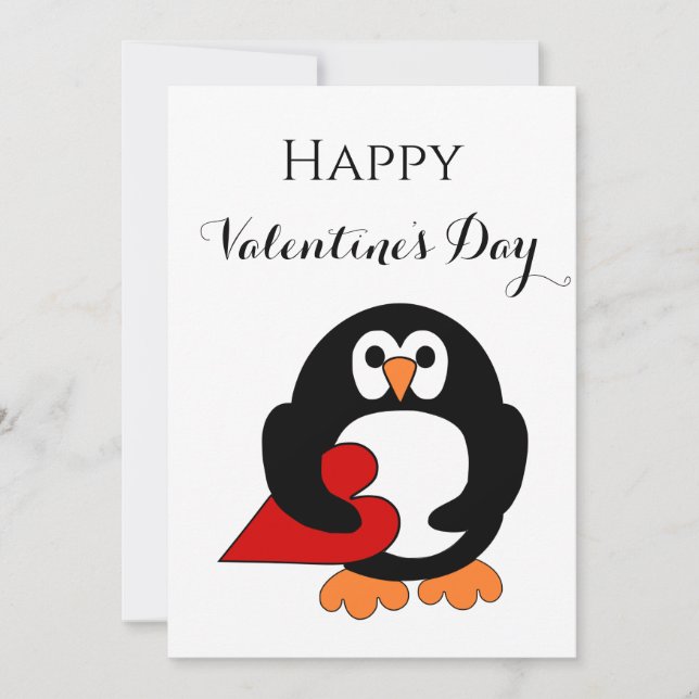 Pinguin Valentinstag Herz Feiertagskarte (Vorderseite)