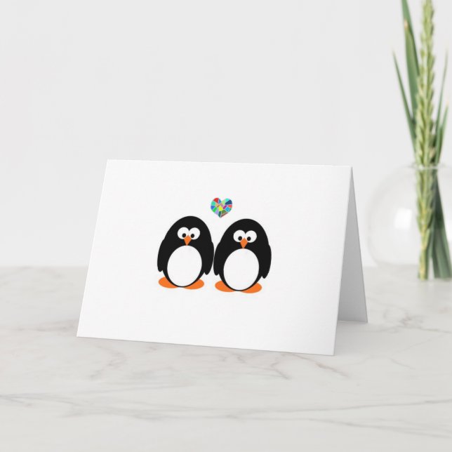 Pinguin-Valentinstag-Karte Feiertagskarte (Vorderseite)