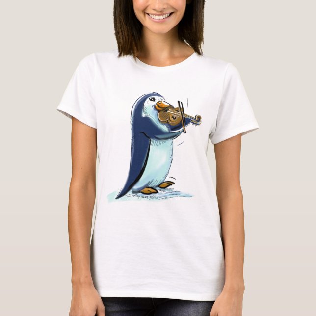 Pinguin-Violinist T-Shirt (Vorderseite)