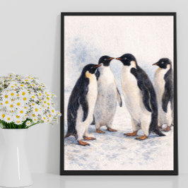 Pinguin-Wandkunst-Druck – Süße Tierillustration Poster